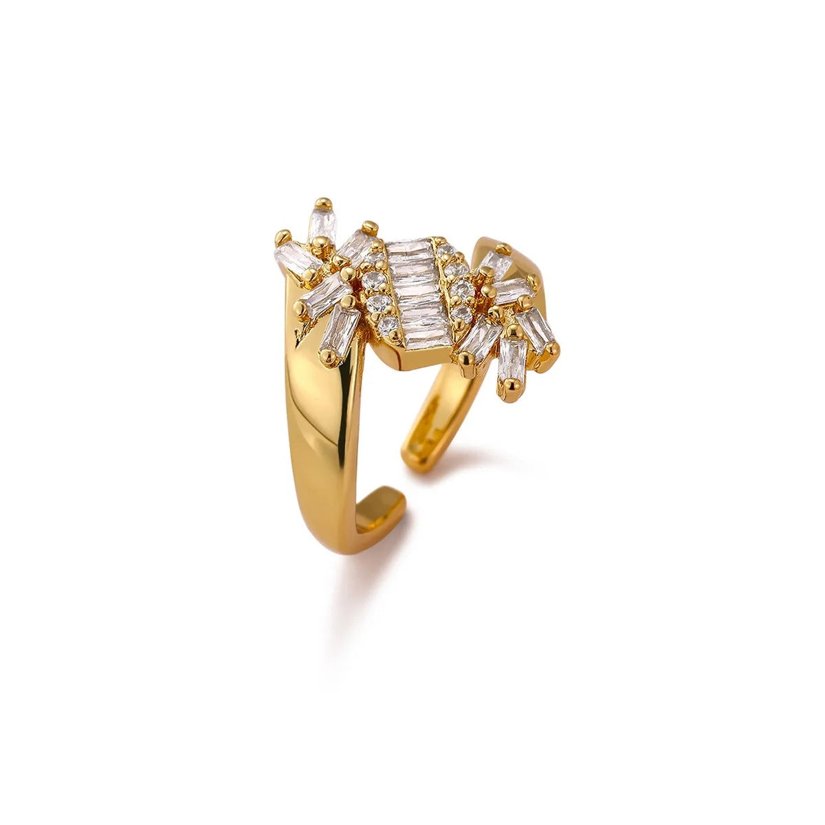 Luxury Geometric Inlaid Zircon Open Niche Trendy Ring
