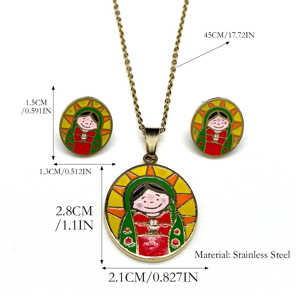 Clear Stock Rainbow Color Small Cartoon Female Oil Pendants