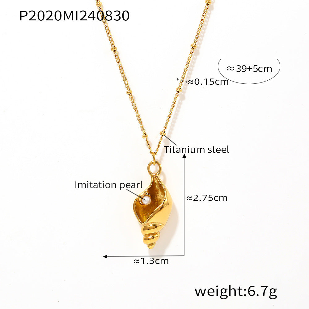 Imitation Pearl Clavicle Female Titanium Steel Necklaces