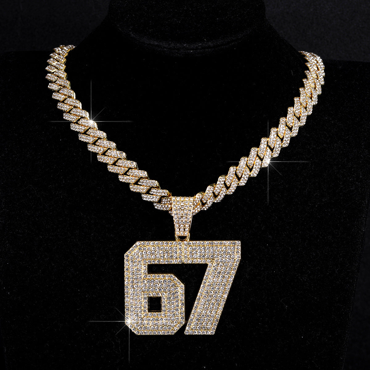 Hip Hop Cool Alloy Diamond Cuban Link Chain Necklaces
