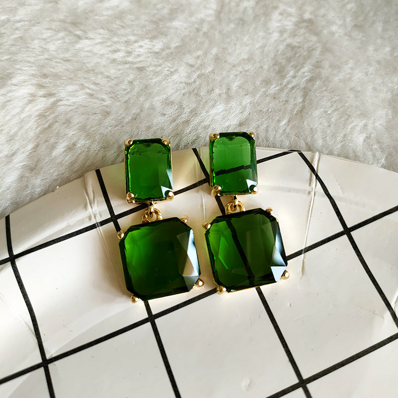 Women's Green Crystal Autumn For Niche Design High-grade Stud Earrings