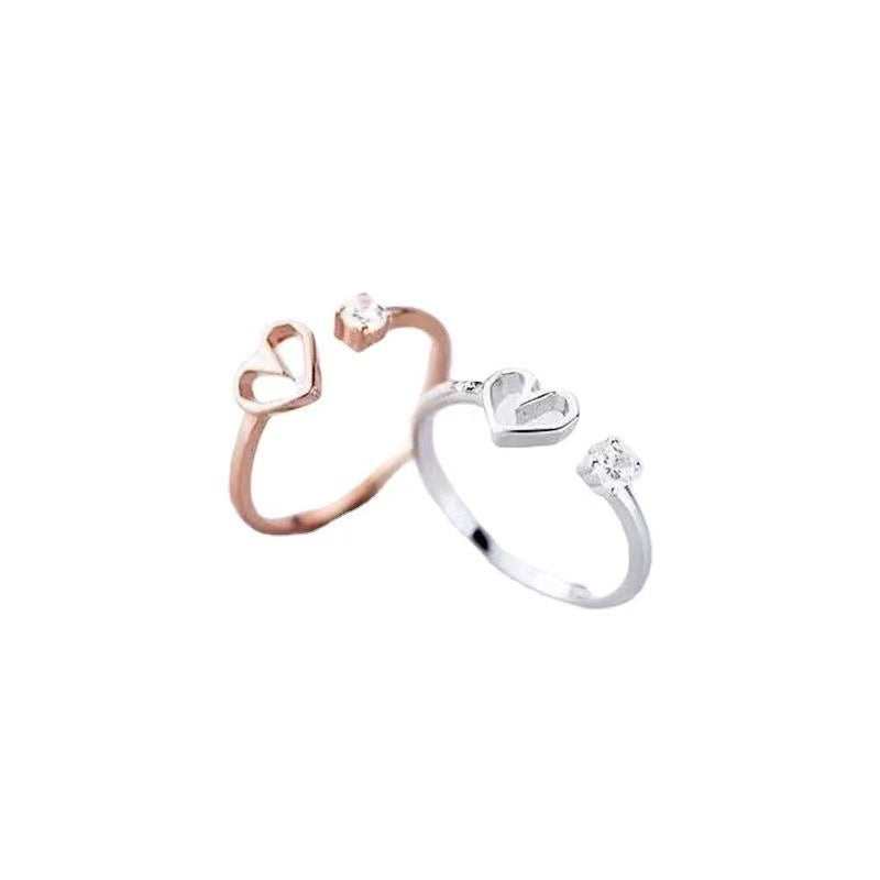 Korean Style Fresh Rhinestone Zircon Hollow Girlfriends Rings