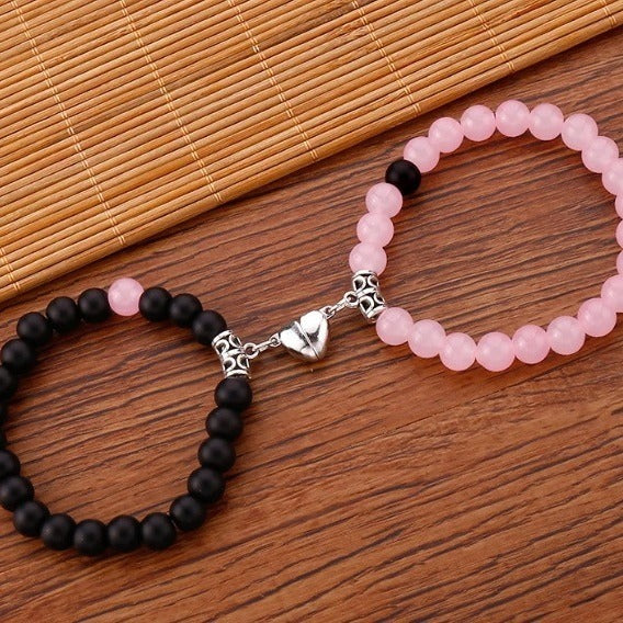 Heart-to-heart Couple Female Niche Design Magnet Bracelets