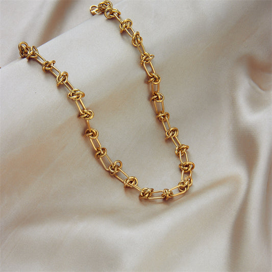 Hop Street Style Knotted Simple Pure Titanium Steel Exaggerated Necklaces