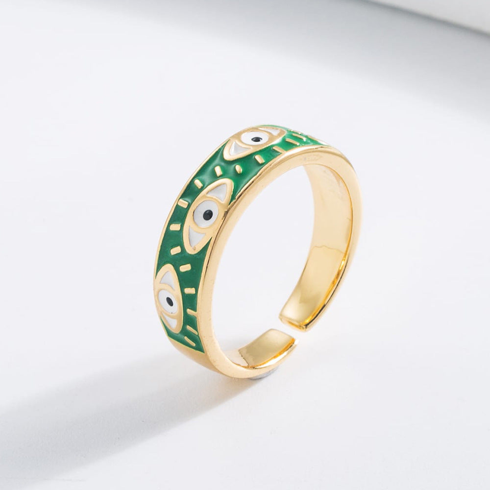 Oil Dripping Devil's Eye Open Adjustable Rings