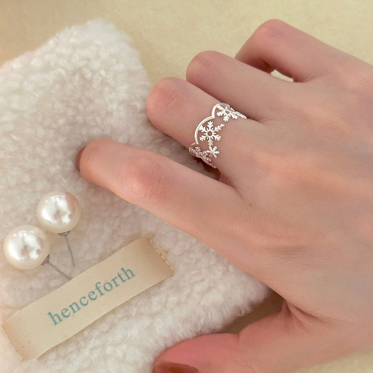 Temperament Snowflake Female Style Niche Design Stylish Opening Exquisite Ring