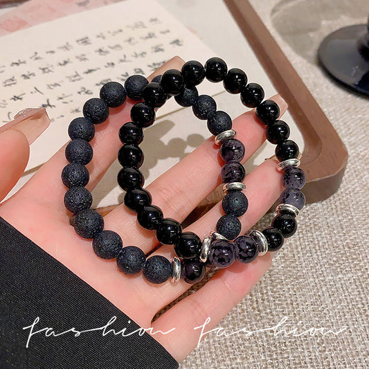 Women's & Men's Imitation Obsidian Beaded Trendy Light Luxury Minority Bracelets