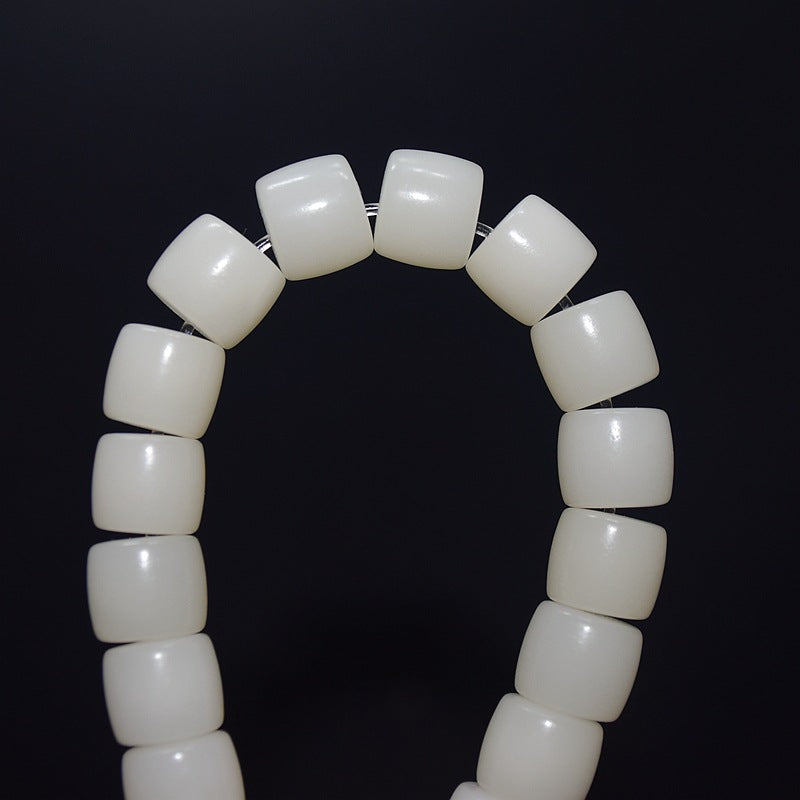 Jade Bodhi Root Straight Cut Barrel Beads Small Size Bracelets