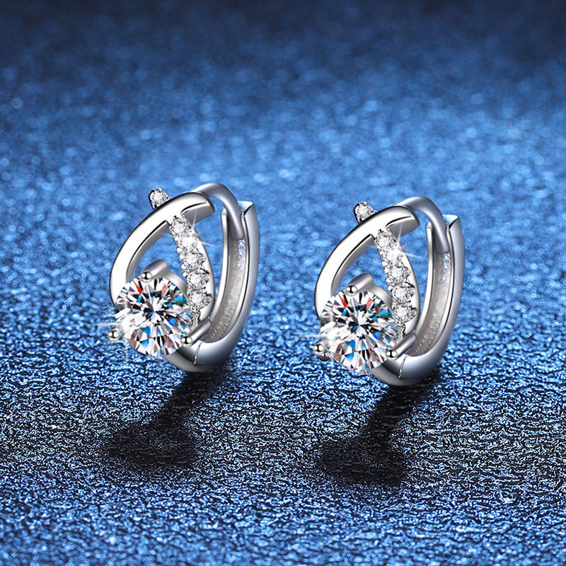 Women's Sier Moissanite Cross Water Drop Light Luxury Korean Style Earrings