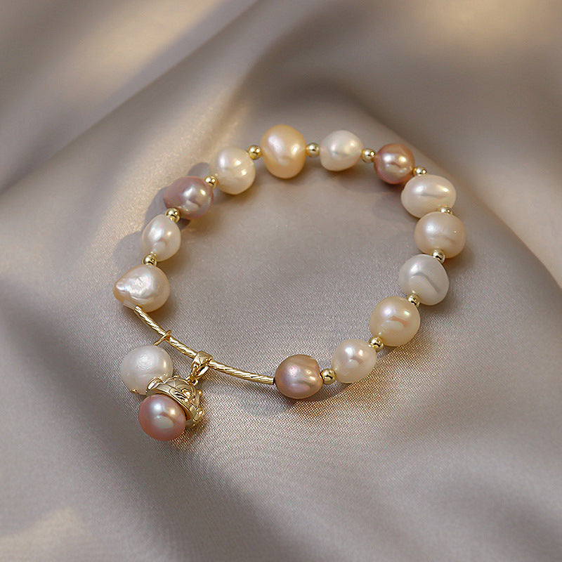 Women's Freshwater Pearl Cat Design Sense Vintage Handmade Bracelets