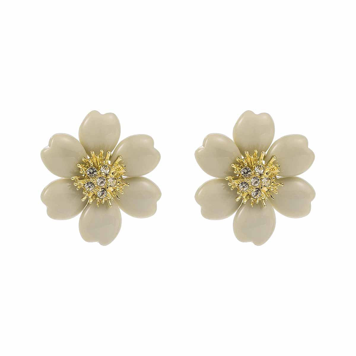 Women's Vacation Style Enamel Color Flower Pearl Light Luxury High-grade Earrings