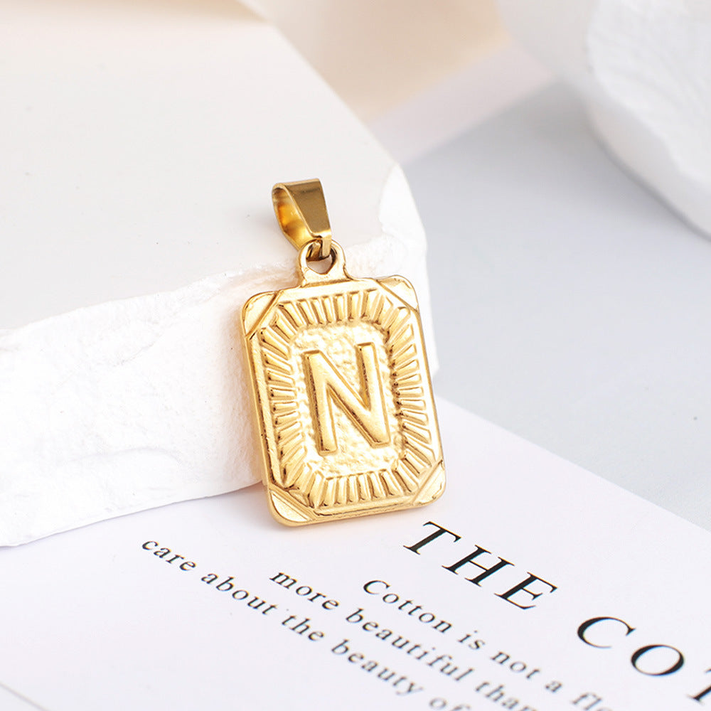 Gold English Letter Tag Simple Sweater Pendants