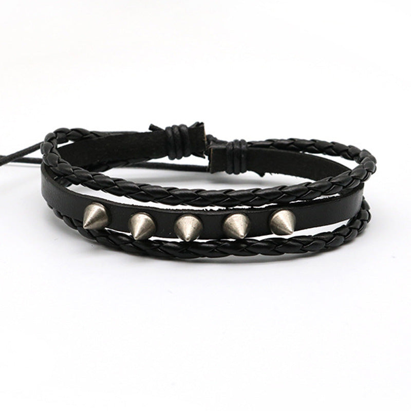 Evil Costume Feather Ghost Head Leather Bracelets