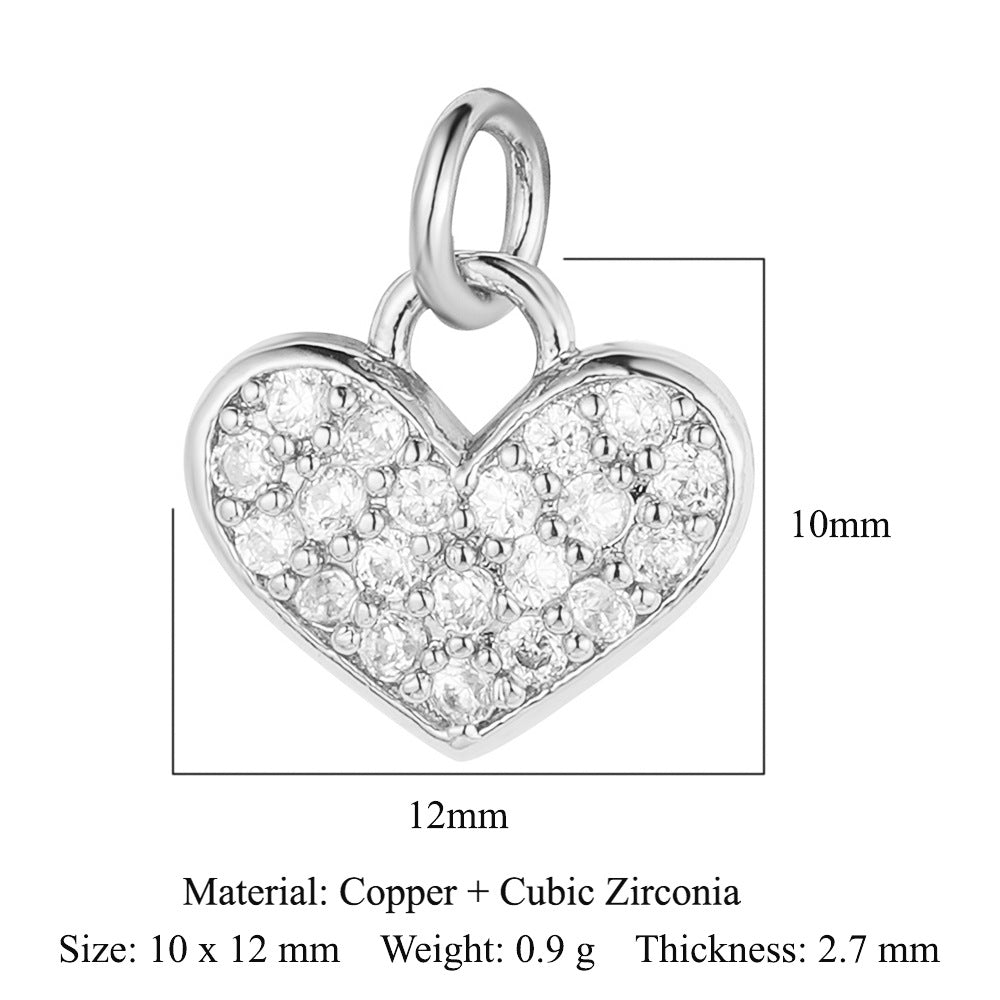 Peach Heart Lock Key Copper Zircon Pendants