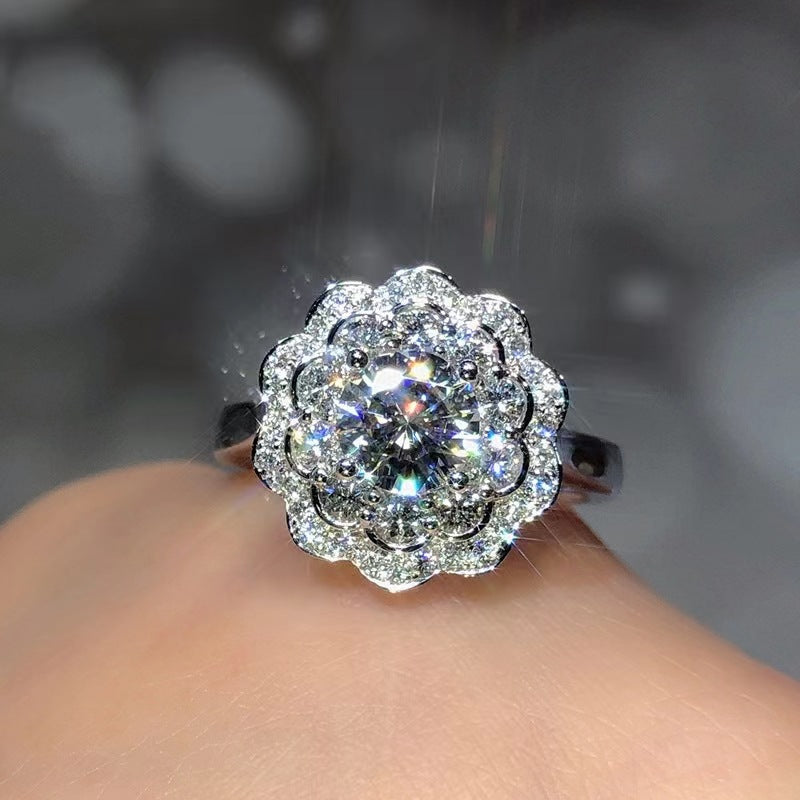 Eight Hearts Arrows Zircon Imitation Moissanite Female Male Six Claw Ring