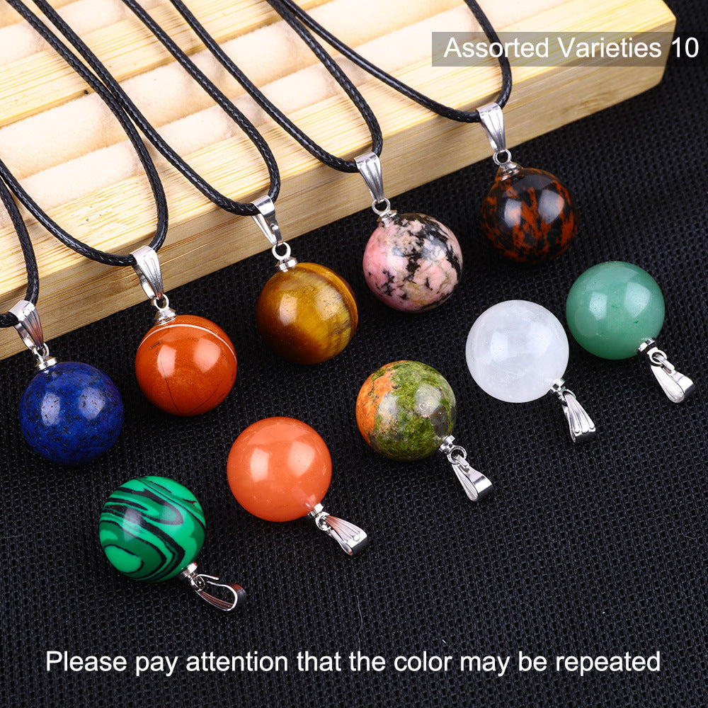 Stone Ball Punch Round Accessories Colorful Crystal Pendants