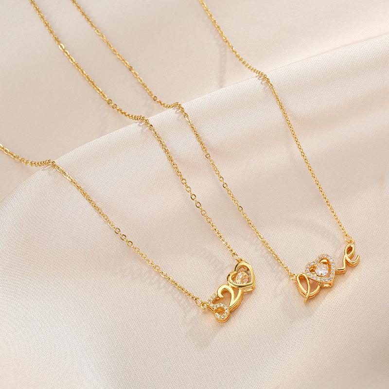 Women's Series Titanium Steel Fashion Pulsatile Heart Clavicle Necklaces