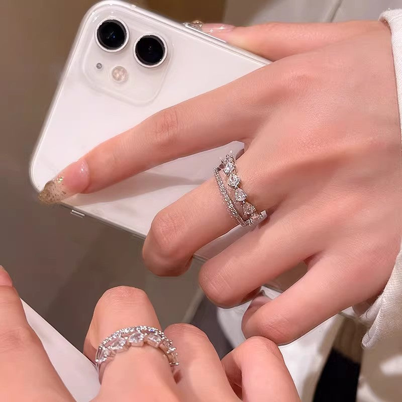 Zircon Simple Female Opening Adjustable Index Finger Light Luxury Rings