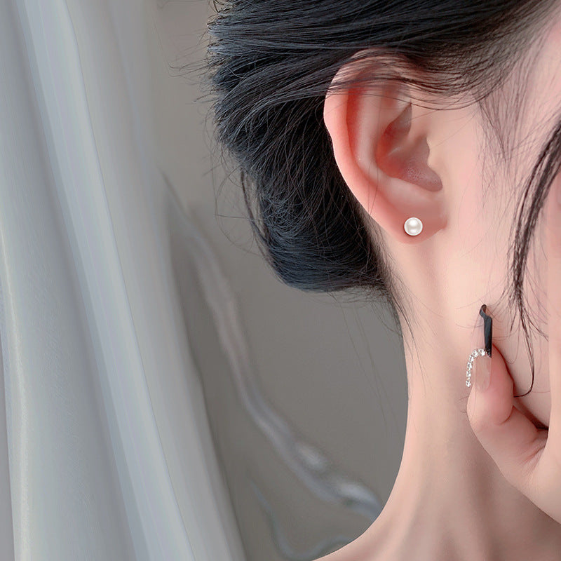 Women's Bao Sterling Sier Natural Freshwater Pearl Ear Simple Niche Earrings