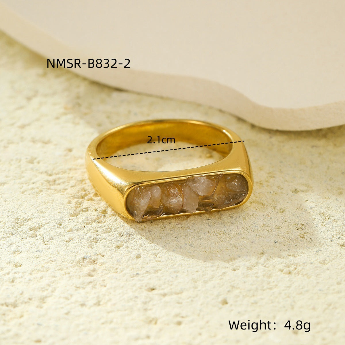 Natural Stone Exquisite Elegant Stainless Steel Rings