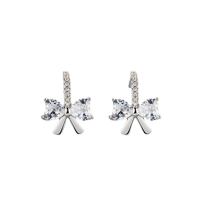 Women's Bow Rhinestone Light Luxury Design Eardrops Earrings