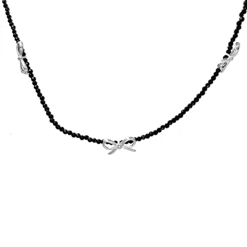 Women's Beaded Bow Clavicle Chain Niche Necklace