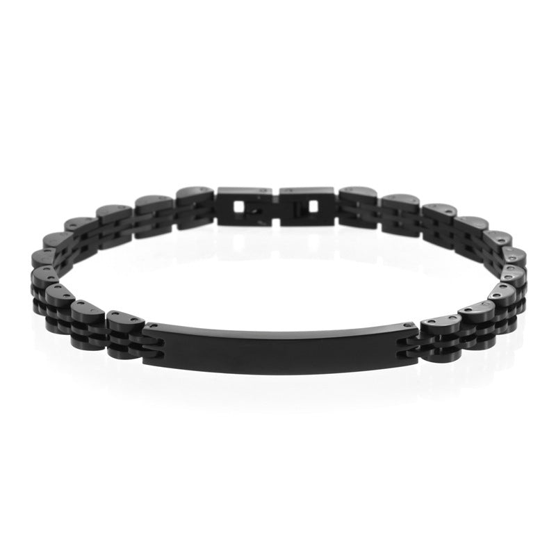 Women's & Men's Adjustable Titanium Steel Curved Can Carve Writing Stainless Gold Bracelet