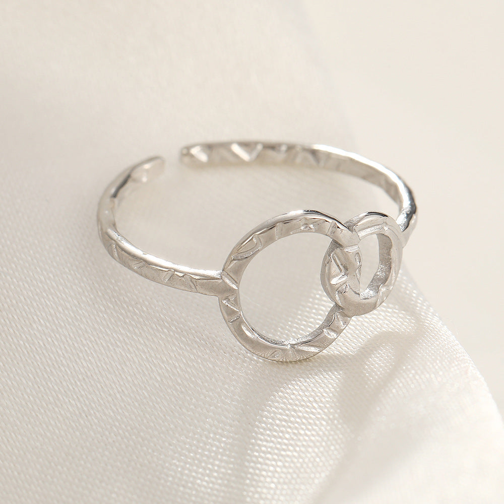 French Style Open Mouth Cold Stainless Steel Personality Special Interest Ring