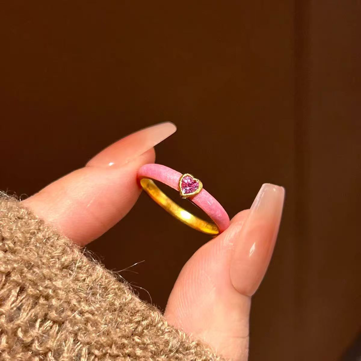 Color Series Suit Colorful Spot Drill Dripping Fine Rings