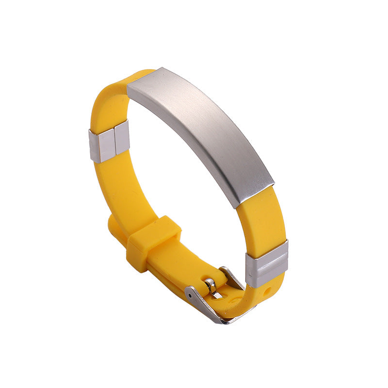 Simple Silicone Stainless Steel Glossy Can Bracelets