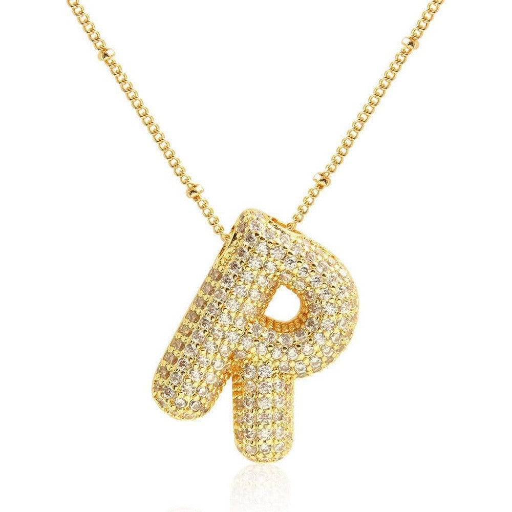 Women's Inlaid Zircon Full Diamond Bubble Letter Pendants