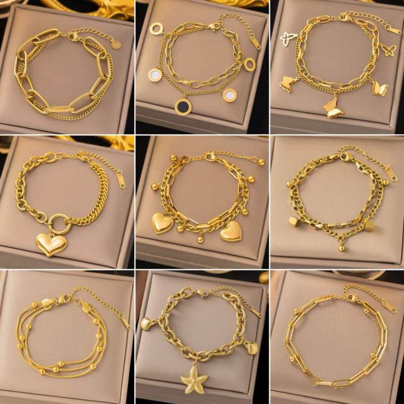 Titanium Steel Female Gold Fashion Light Luxury High Bracelets