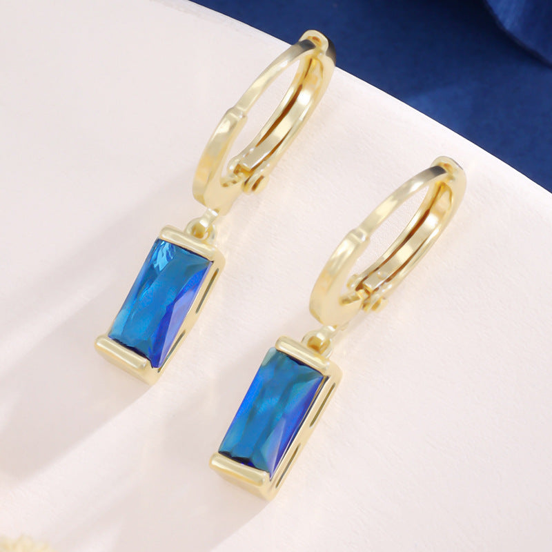 Design Colorful Zircon Ear Xi Birthstones Stud Earrings