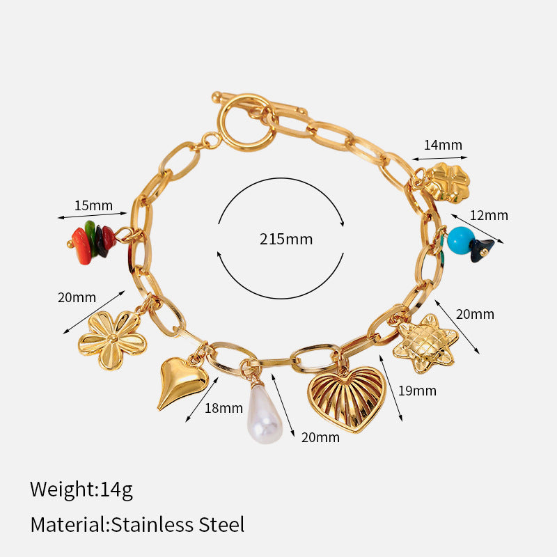 Titanium Steel Natural Stone Butterfly Golden Light Luxury Bracelet