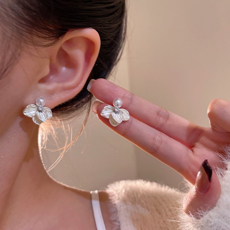 French Style Gentle Elegant Flower Female Mori Fresh Stud Earrings