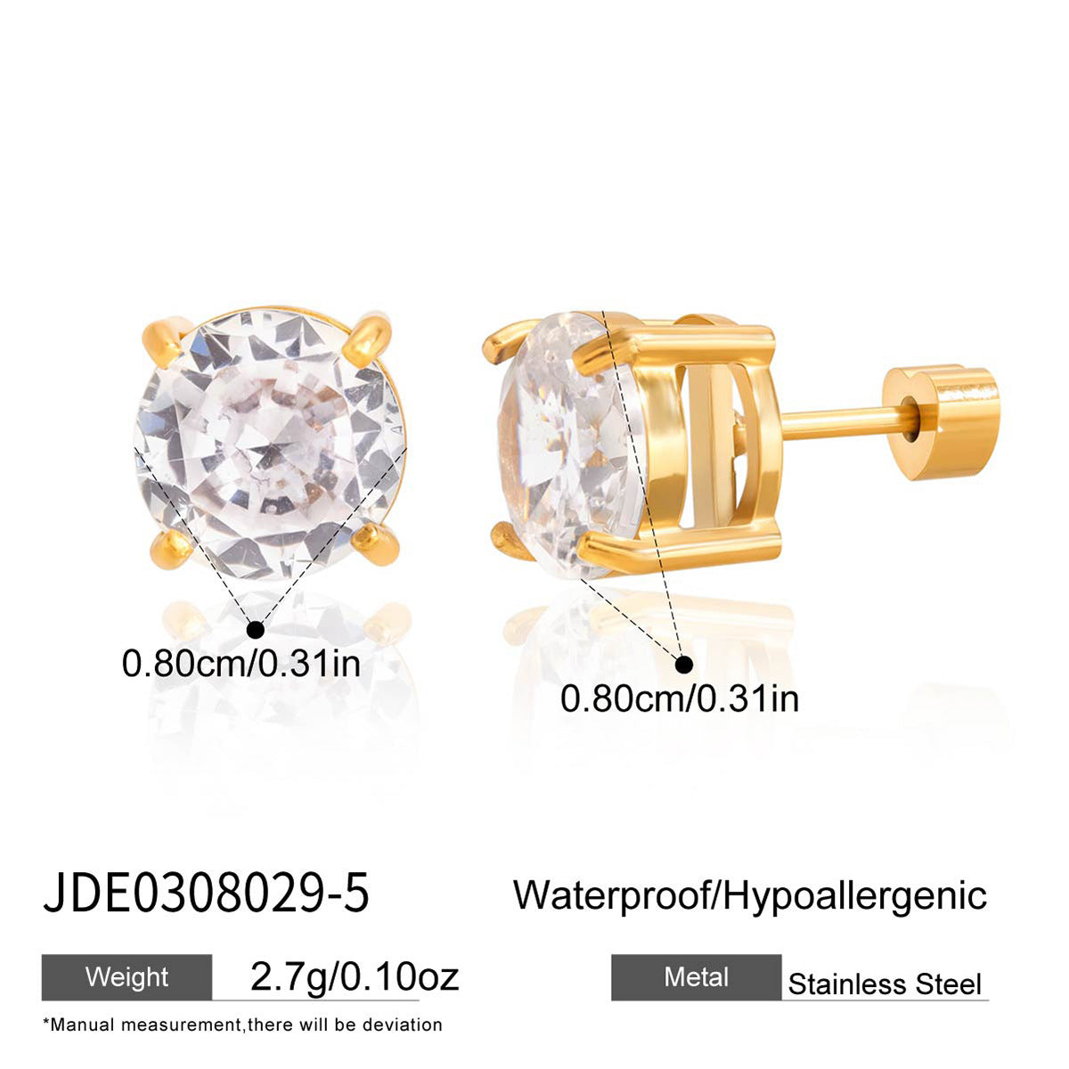 Ding Stainless Steel Zircon Light Luxury High-grade Sense Titanium Niche Earrings
