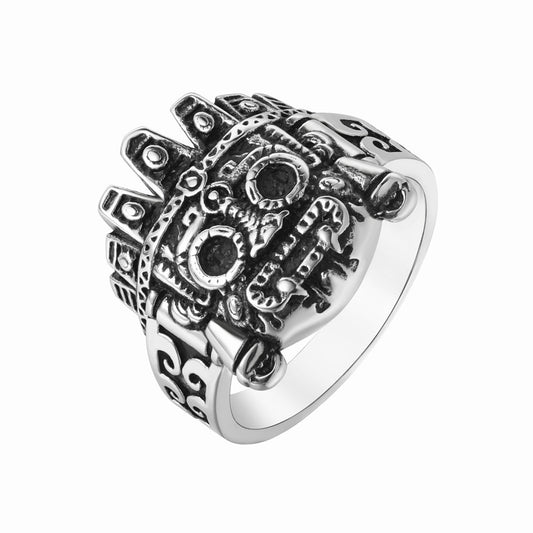 Men's Personality Retro Robot Alien Titanium Steel Ring