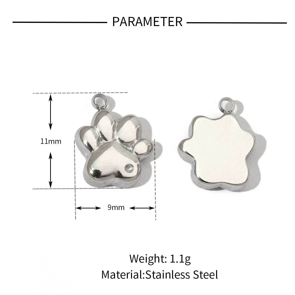 Mirror Polished Rabbit Cat's Paw Flower Stainless Steel Pendants