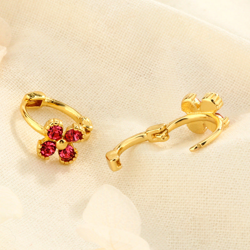 Flower Rhinestone Simple Design Exquisite Refined Grace Ear Earrings