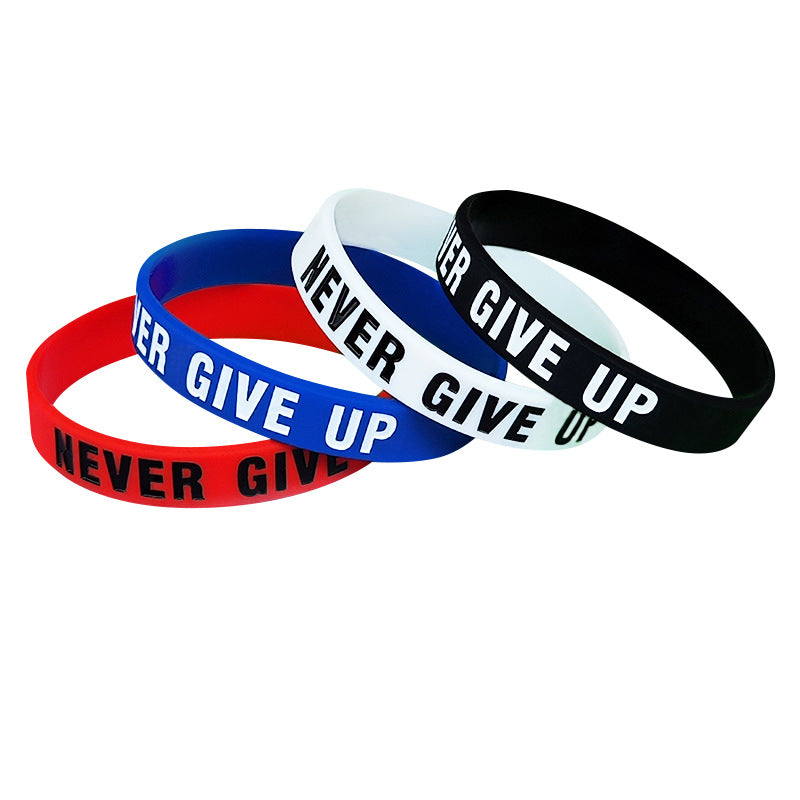 Lettering Inspirational Never Give Up Wrist Strap Black Bracelet