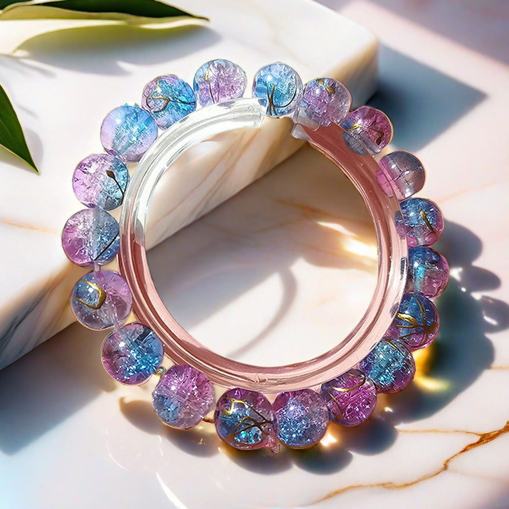 Purple Brushed Floral Beads Female Hand Toy Bracelet