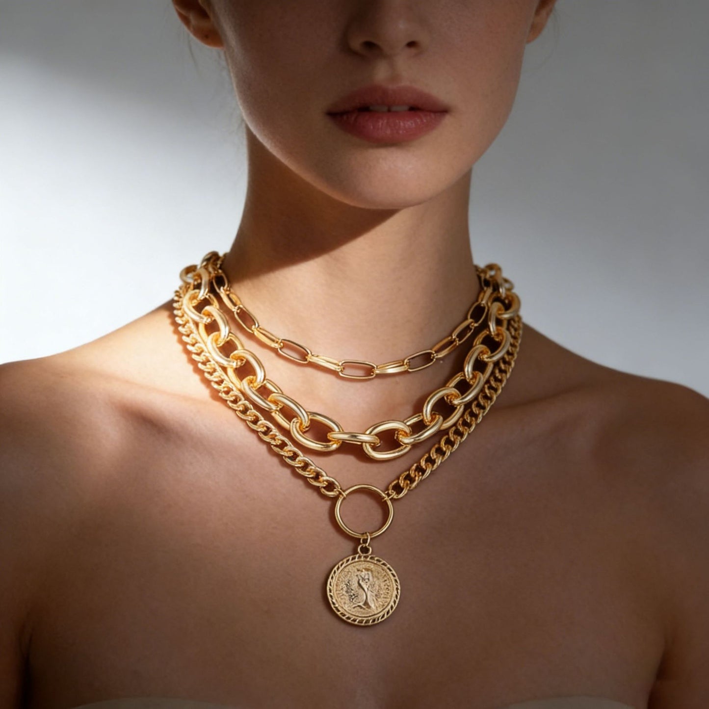 Women's Light Luxury Minority Elegant Embossed Round Necklace