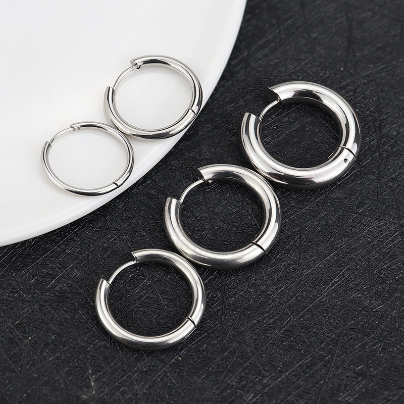 Thick Wire Diameter Glossy Titanium Steel Ear Buckle