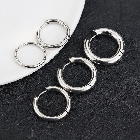 Thick Wire Diameter Glossy Titanium Steel Ear Buckle