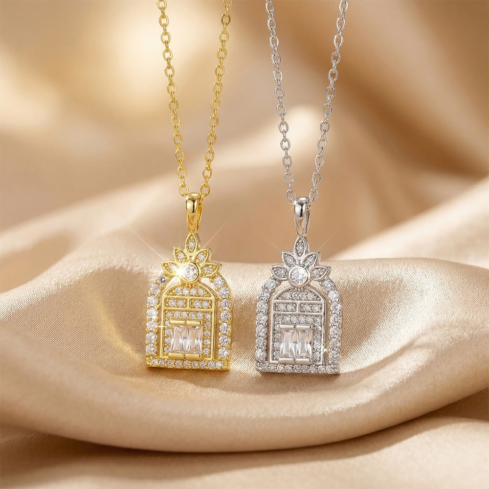 Copper Inlaid Zirconium Full Diamond Happiness Necklace