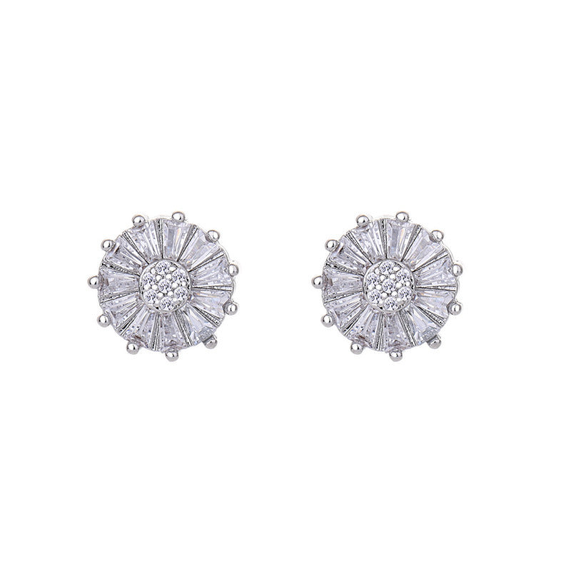 Summer Lotus Zircon Light Luxury Minority Design Stud Earrings