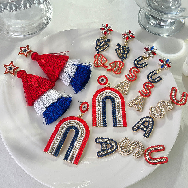 Independence Day Style English Love Bead Rings