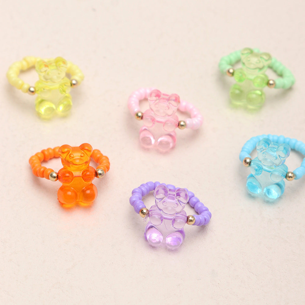 Style Jelly Resin Bear Environmental Protection Rings