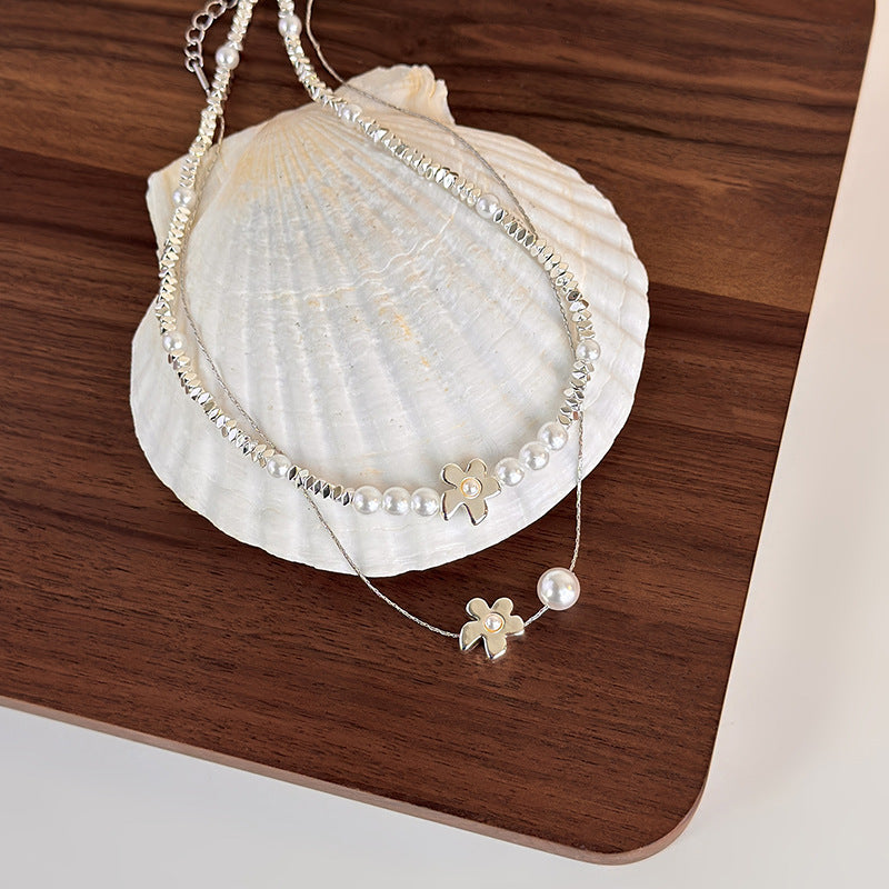 Women's Pieces Of Sier Imitation Pearl High-grade Clavicle Chain Necklaces
