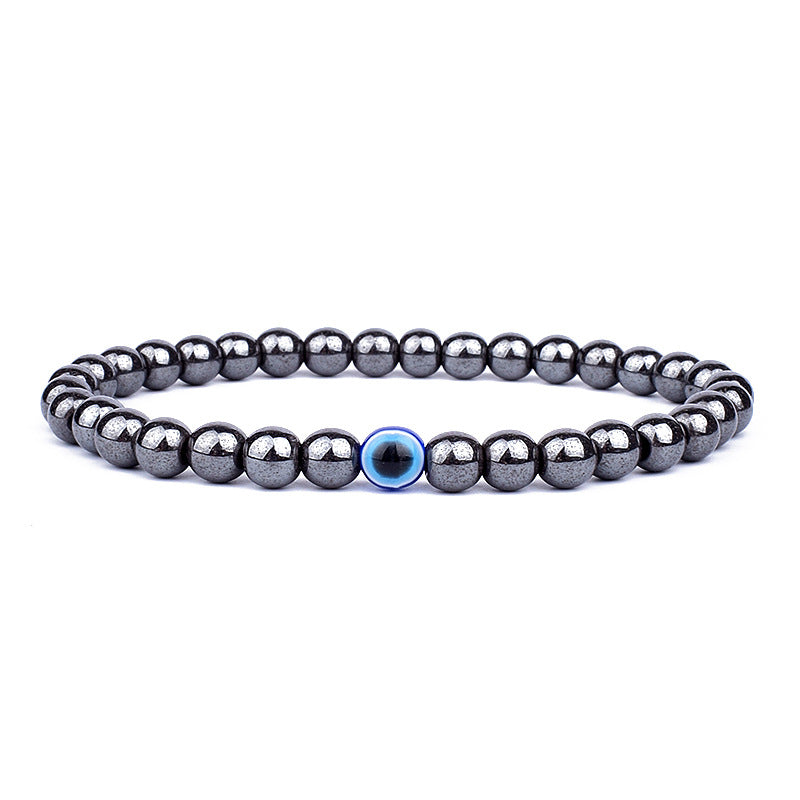 Natural Stone Brace Lace Resin Devil's Eye Beaded Elastic String Bracelet